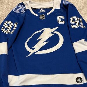 Adidas Blue and White Lightning Jersey